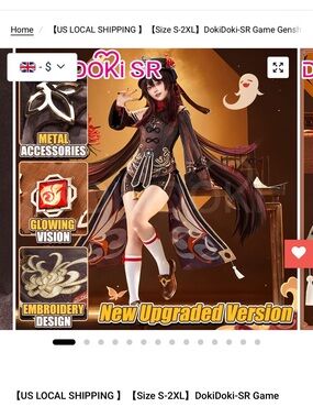 Genshin-Inspired Black and Red Character Cosplay Dress